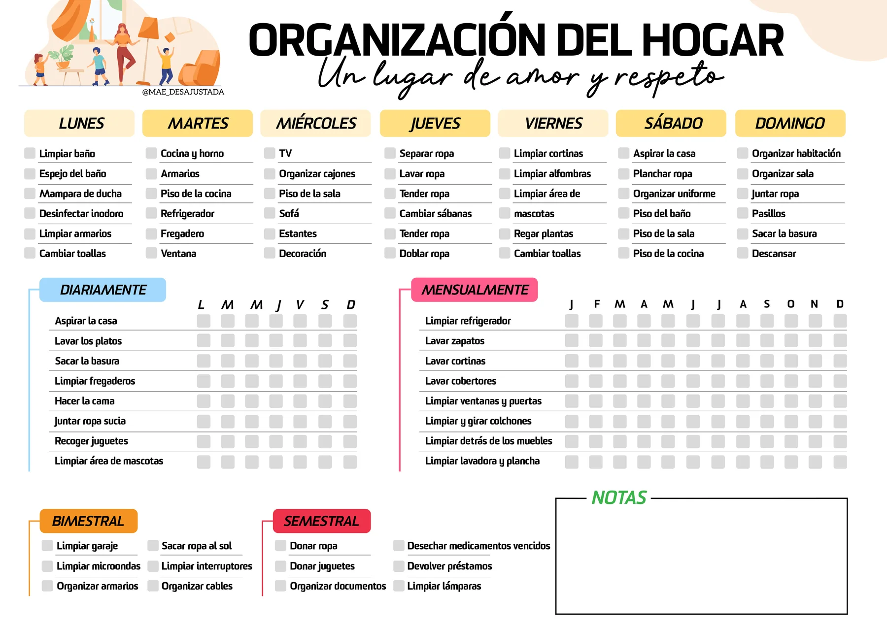 Planificador completo de organización y limpieza del hogar